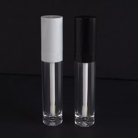 Tubo per lucidalabbra liquido colori vuoti OEM all'ingrosso ODM Stampa personalizzata Trasparente 8ml 10ml Rossetto liquido rotondo Tubi per lucidalabbra con tappi