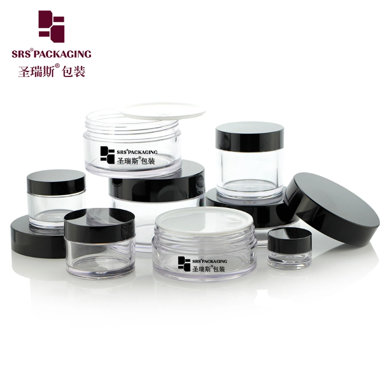 SRS Cosmetic Packaging Eco Friendly 3g 5g 10g 15g 30g 50g 80g 100g 150g Gold Clear AS PETG PET Food Grade Skincare Facemask Cream Nail Hair Plastic Jar