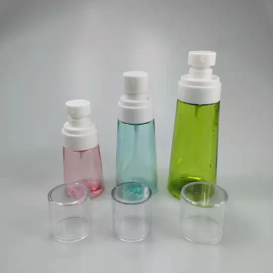 Bottiglia di profumo Upg in PETG trasparente da 30 ml 60 ml 100 ml con nebulizzatore e pompa per viaggi e disinfettante per le mani